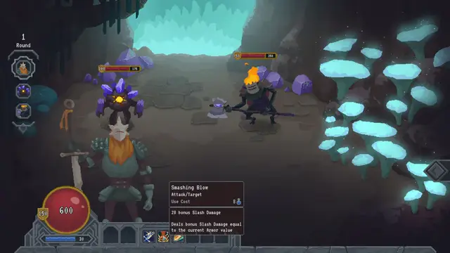Lootbound combat HUD: hero ability selected on a first-fight target
