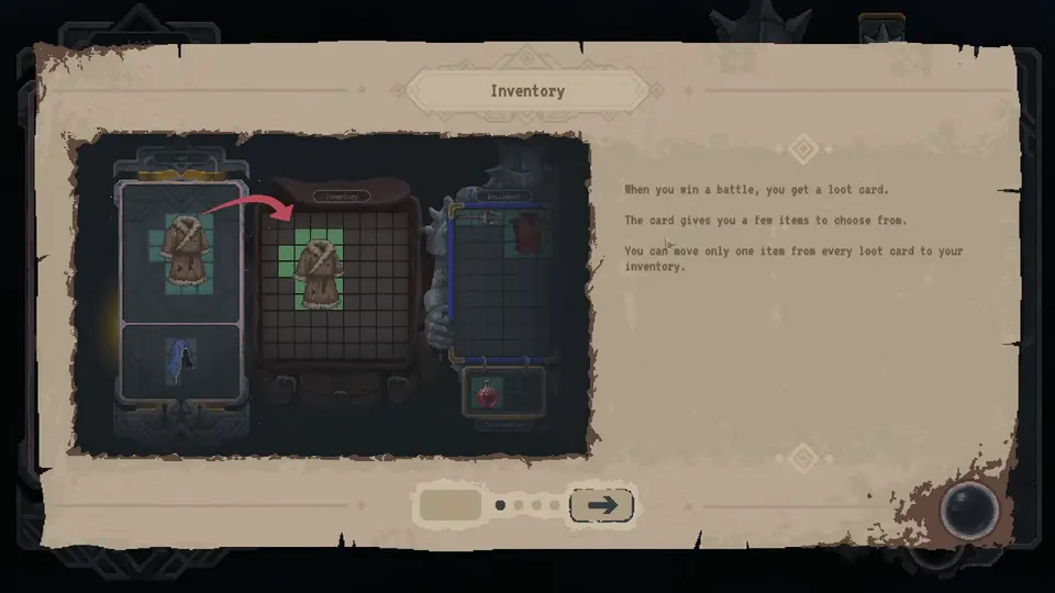Lootbound loot card offering a short list of item shapes after a win